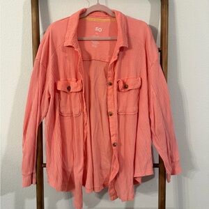 SO Vibrant Coral Textured Shirt